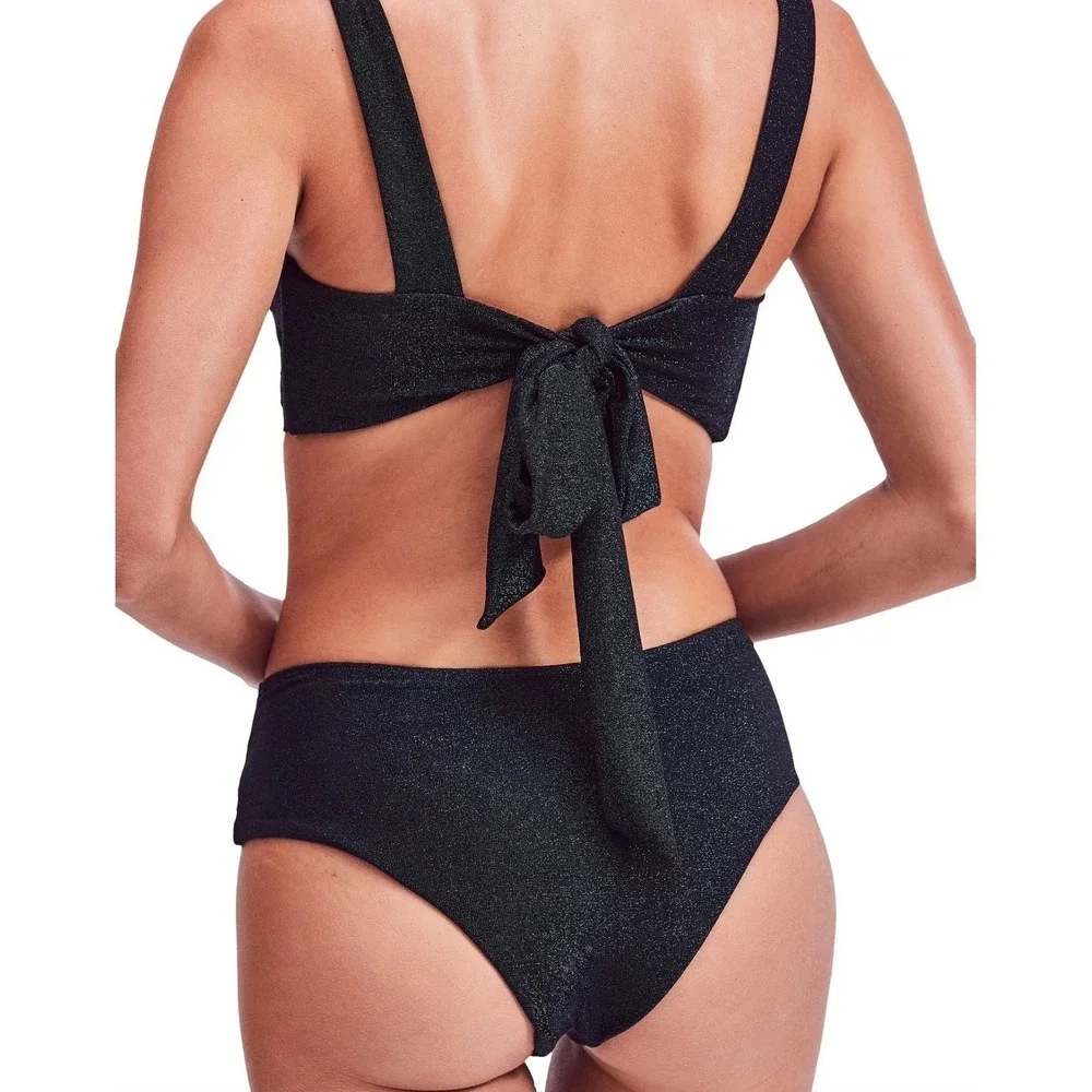 Devon Windsor Scarlett‎ Top Elsa Bottom Bikini Set Midnight Green Metallic M